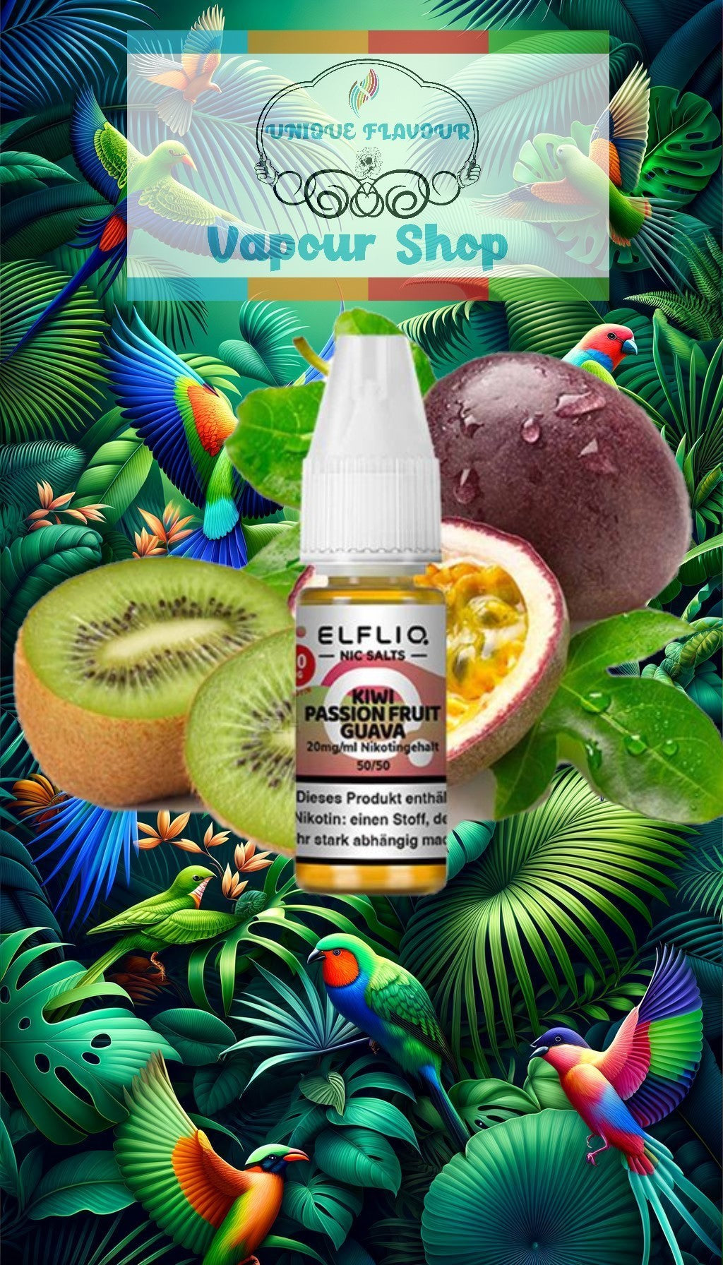 Elfliq- Kiwi Passion Fruit Guava Nic Salts 10ml